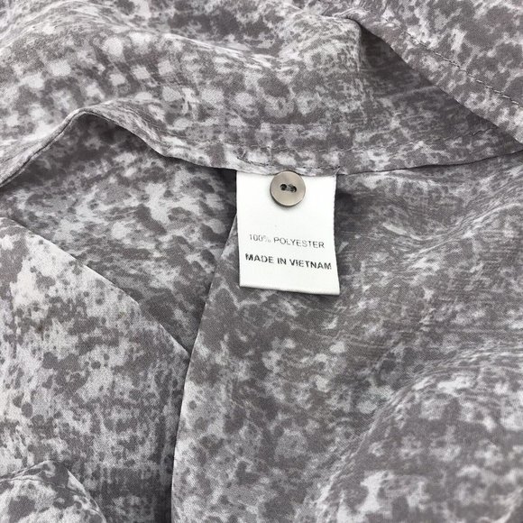 Zoa New York Boho Peasant Blouse L Gray Snakeskin Long Sleeve V Neckline Sheer - Picture 7 of 9